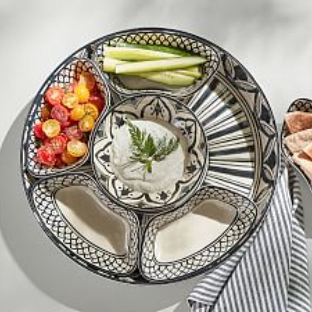 Pottery Barn Marrakesh Beautiful Melamine Sectioned Serving Platter NEW